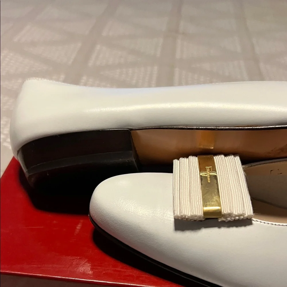Salvatore Ferragamo White Leather Loafers - Picture 11 of 16